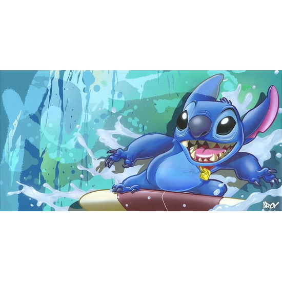 Surf Rider Stitch From Lilo and Stitch by Arcy Disney Fine Art Release Hand-Embellished Giclee on Canvas