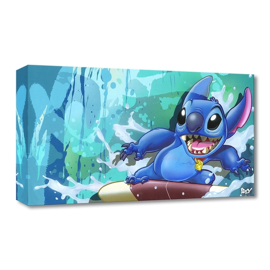 Surf Rider Stitch From Lilo and Stitch by Arcy Disney Fine Art Release Gallery Wrapped Giclee On Canvas