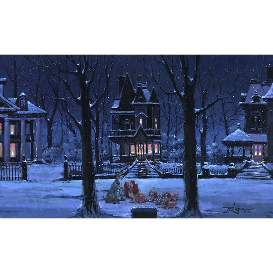 The Warmth from Within - From Movie Lady and The Tramp by Rodel Gonzalez Disney Fine Art Release Hand-Embellished Giclee on Canvas