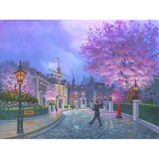 Cherry Tree Lane by Michael Humphries Disney Fine Art Release Hand-Embellished Giclee on Canvas