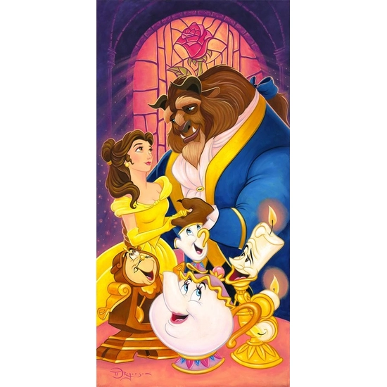 True Love's Tale From Beauty and the Beast by Tim Rogerson Disney Fine Art Release Hand-Embellished Giclee on Canvas