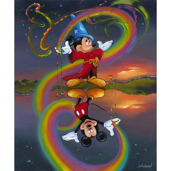 Two Faces of Mickey by Jim Warren Disney Fine Art Release Hand-Embellished Giclee on Canvas