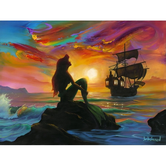 Waiting for the Ship to Come In From The Little Mermaid by Jim Warren Disney Fine Art Release Hand-Embellished Giclee on Canvas