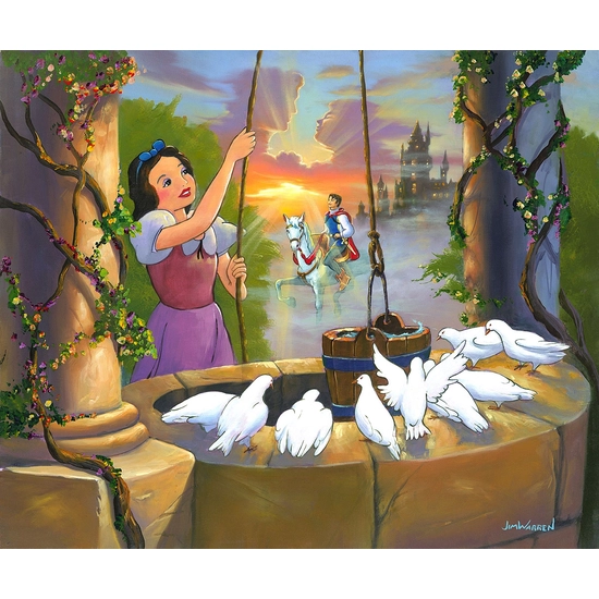 Wishing for My Prince - From Disney Snow White and the Seven Dwarfs by Jim Warren Disney Fine Art Release Hand-Embellished Giclee on Canvas