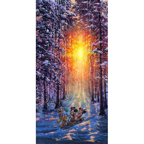 Winter Sleigh Ride by Rodel Gonzalez Disney Fine Art Release Hand-Embellished Giclee on Canvas