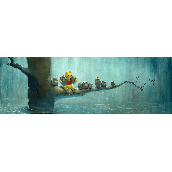 Waiting Out the Rain by Rob Kaz  Disney Fine Art Release Hand-Embellished Giclee on Canvas