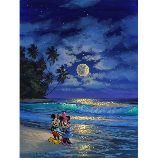 Romance Under the Moonlight by Walfrido Garcia Disney Fine Art Release Gallery Wrapped Giclee On Canvas