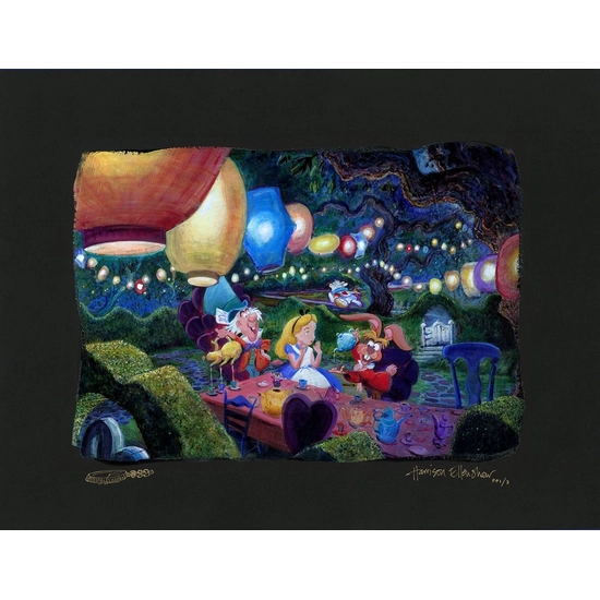 Mad Hatters Tea Party - From Disney Alice in Wonderland by Harrison Ellenshaw Disney Fine Art Release Hand-Embellished Giclee on Canvas