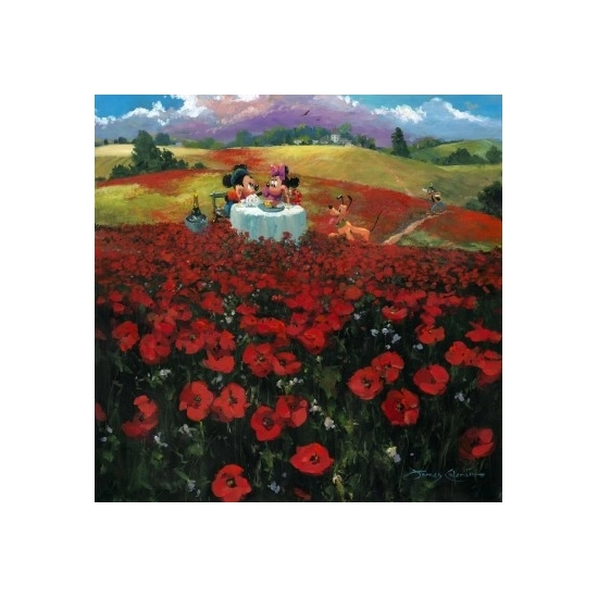 Red Poppies by James Coleman Disney Fine Art Release Hand-Embellished Giclee on Canvas