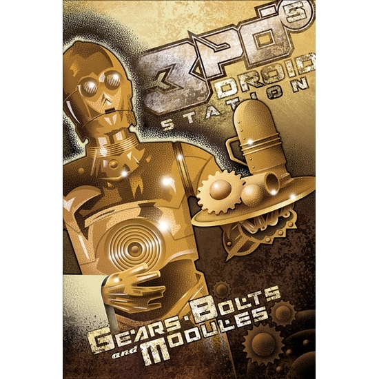 3POs Droid Station From Lucas Films Star Wars by Mike Kungl Disney Fine Art Release Giclee On Canvas