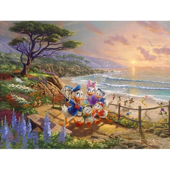 Donald and Daisy A Duck Day Afternoon by Thomas Kinkade Disney Disney Fine Art Release Giclee On Canvas