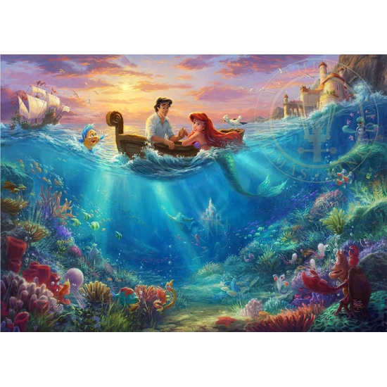 Little Mermaid Falling In Love by Thomas Kinkade Disney Disney Fine Art Release Giclee On Canvas