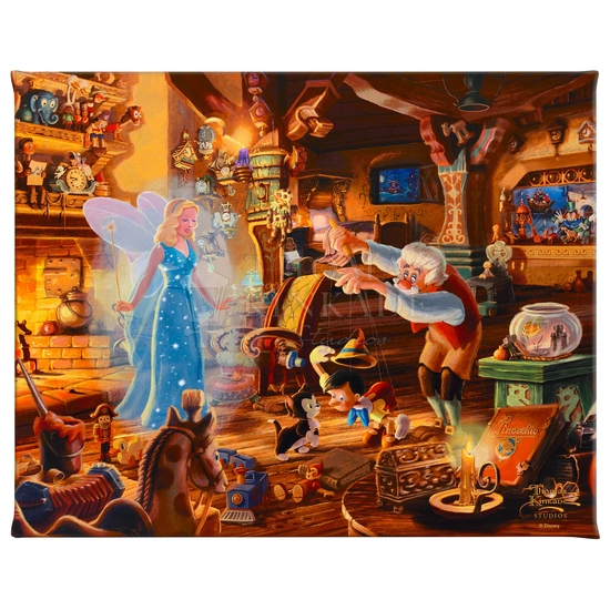 Geppetto's Pinocchio by Thomas Kinkade Disney Disney Fine Art Release Giclee On Canvas