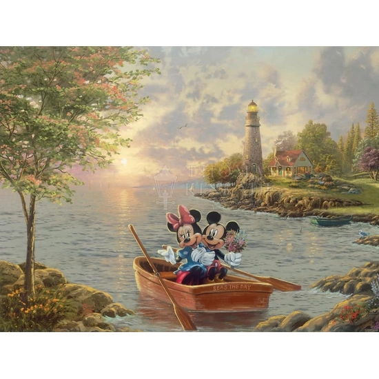 Mickey And Minnie – Lighthouse Cove by Thomas Kinkade Disney Disney Fine Art Release Giclee On Canvas