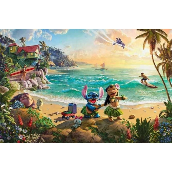 Lilo & Stitch by Thomas Kinkade Disney Disney Fine Art Release Giclee On Canvas