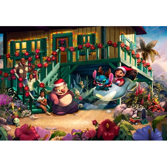 Disney Lilo and Stitch Aloha Christmas by Thomas Kinkade Disney Disney Fine Art Release Giclee On Canvas