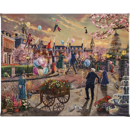 Mary Poppins Returns by Thomas Kinkade Disney Disney Fine Art Release Giclee On Canvas