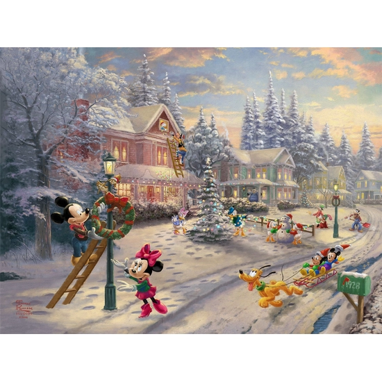 Mickey’s Victorian Christmas by Thomas Kinkade Disney Disney Fine Art Release Giclee On Canvas