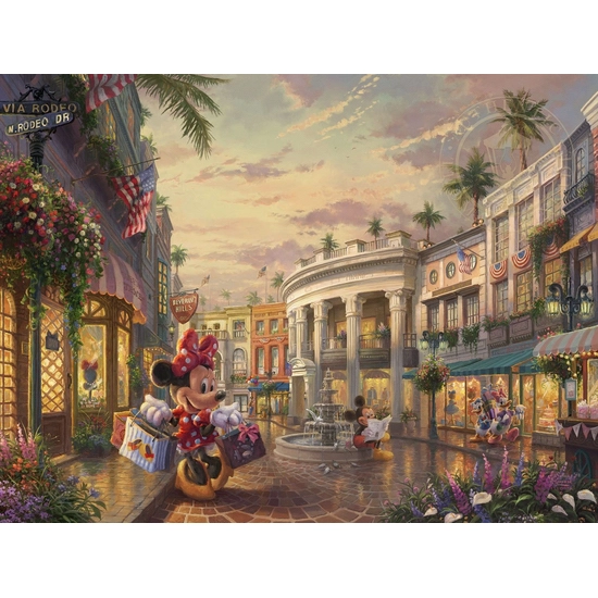 Minnie Rocks the Dots On Rodeo Drive by Thomas Kinkade Disney Disney Fine Art Release Giclee On Canvas