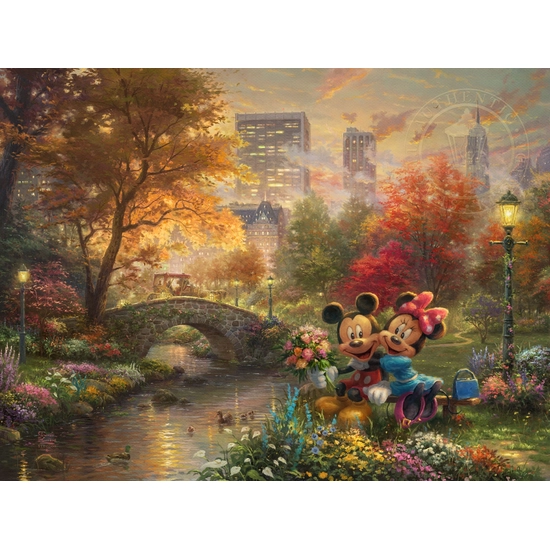 Mickey and Minnie - Sweetheart Central Park by Thomas Kinkade Disney Disney Fine Art Release Giclee On Canvas