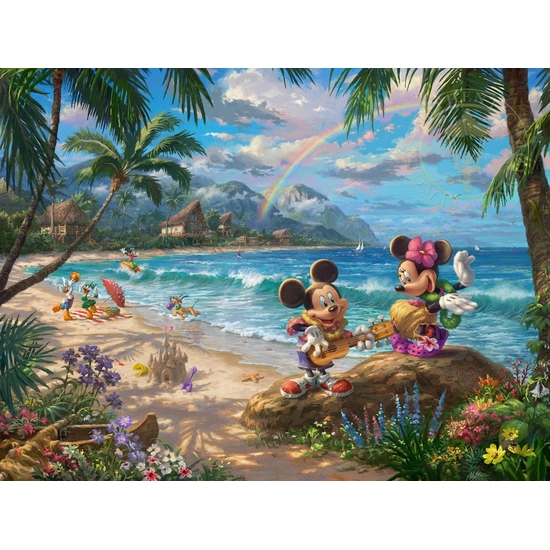 Mickey & Minnie in Hawaii by Thomas Kinkade Disney Disney Fine Art Release Giclee On Canvas