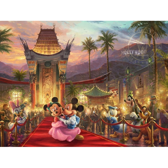 Mickey & Minnie in Hollywood by Thomas Kinkade Disney Disney Fine Art Release Giclee On Canvas