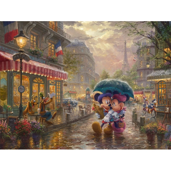 Mickey & Minnie In Paris by Thomas Kinkade Disney Disney Fine Art Release Giclee On Canvas