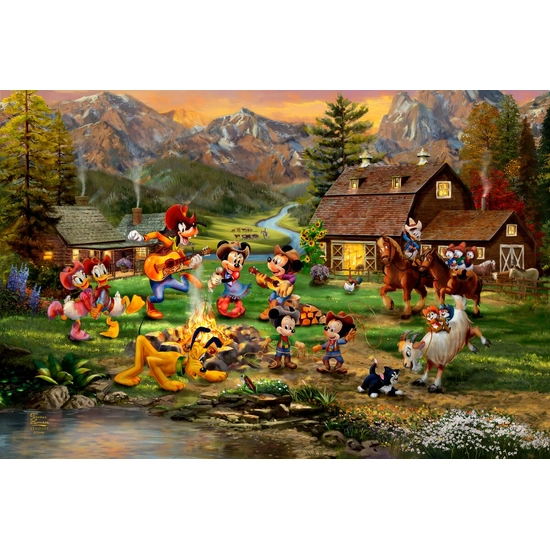 Disney Mickey and Minnie Rocky Mountain Round-Up by Thomas Kinkade Disney Disney Fine Art Release Giclee On Canvas