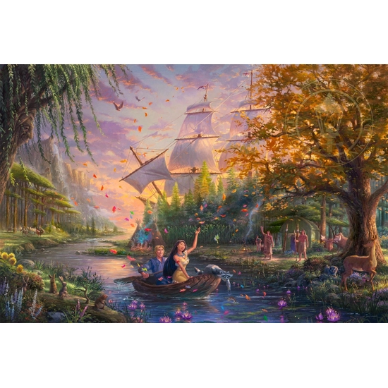 Pocahontas Colors Of Love by Thomas Kinkade Disney Disney Fine Art Release Giclee On Canvas