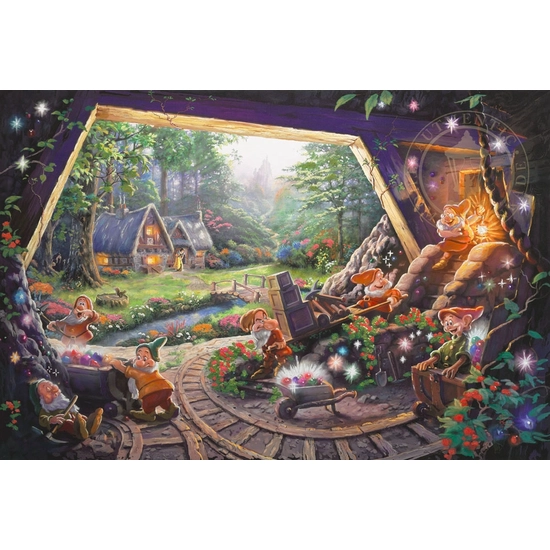 Snow White and the Seven Dwarfs by Thomas Kinkade Disney Disney Fine Art Release Giclee On Canvas