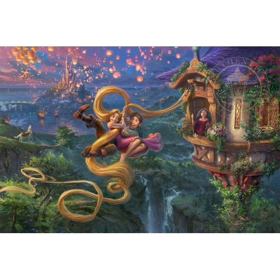 Tangled Up in Love by Thomas Kinkade Disney Disney Fine Art Release Giclee On Canvas