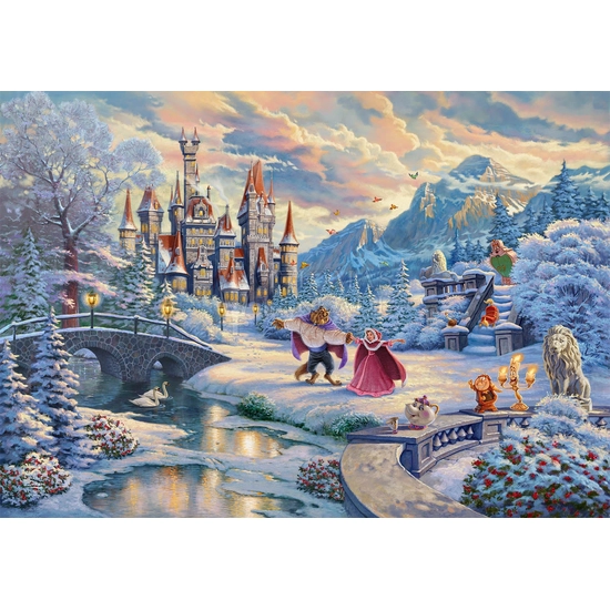 Beauty And The Beast's Winter Enchantment by Thomas Kinkade Disney Disney Fine Art Release Giclee On Canvas