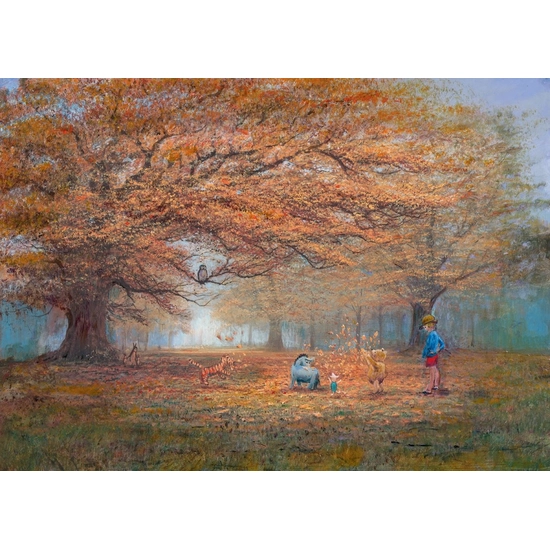 The Joy Of Autumn Leaves - From Disney Winnie the Pooh by Peter / Harrison Ellenshaw Disney Fine Art Release Hand-Embellished Giclee on Canvas