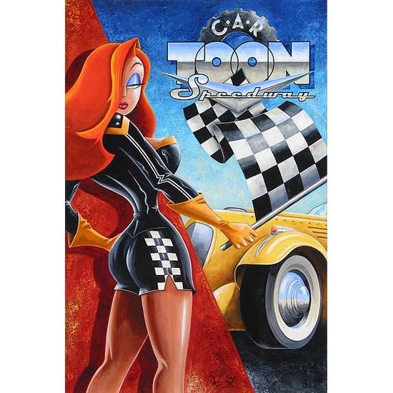 Car Toon Speedway by Mike Kungl Disney Fine Art Release Hand-Embellished Giclee on Canvas