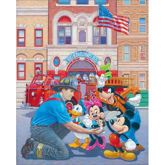 Engine 55 by Manuel Hernandez Disney Fine Art Release Hand-Embellished Giclee on Canvas