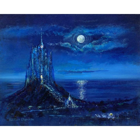 Cinderellas Moonlight Arrival by Harrison Ellenshaw Disney Fine Art Release Hand-Embellished Giclee on Canvas