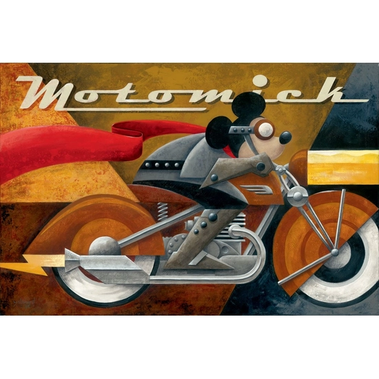 Moto Mick Giclée On Hand Textured Canvas by Mike Kungl Disney Fine Art Release 