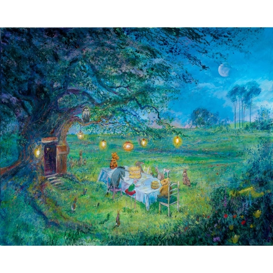 Poohs 80th Garden Party - From Disney Winnie the Pooh by Harrison Ellenshaw Disney Fine Art Release Hand-Embellished Giclee on Canvas