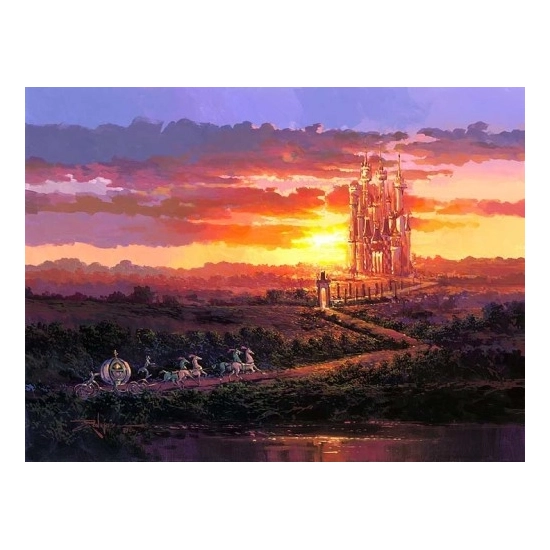 Castle At Sunset by Rodel Gonzalez Disney Fine Art Release Hand-Embellished Giclee on Canvas