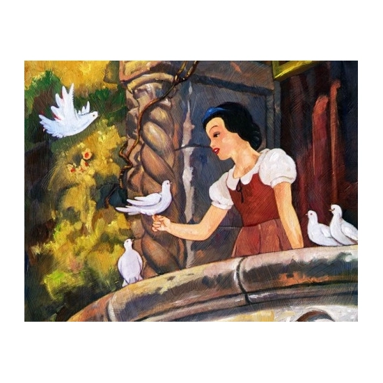 Snow White On The Balcony by Jim Salvati Disney Fine Art Release Hand-Embellished Giclee on Canvas