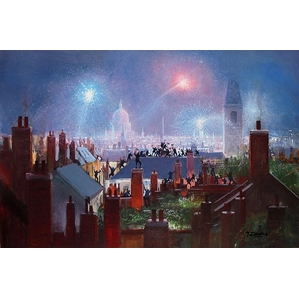 Peter Ellenshaw Sweeps Dance On The Roof Tops - From Mary Poppins Giclee On Canvas