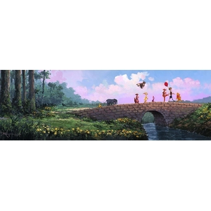 Rodel Gonzalez Over the Stone Bridge - From Disney Movie Winnie the Pooh Hand-Embellished Giclee on Canvas