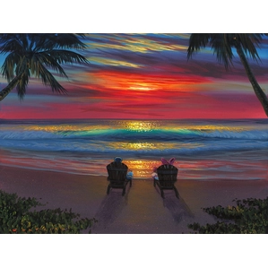 Walfrido Garcia Donald and Daisys Perfect Sunset Gallery Wrapped Hand-Embellished Giclee on Canvas