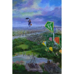 Harrison Ellenshaw Lets Go Fly a Kite - From Disney Mary Poppins Hand-Embellished Giclee on Canvas