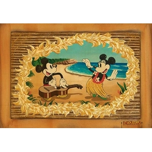 Trevor Carlton Hula In Paradise Mickey And Minnie Giclee On Canvas