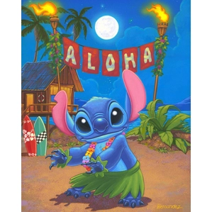 Manuel Hernandez Hula Stitch - From Disney Lilo and Stitch Hand-Embellished Giclee on Canvas