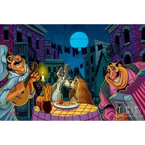 Tim Rogerson Lamour - From Disney Lady and The Tramp Giclee On Canvas