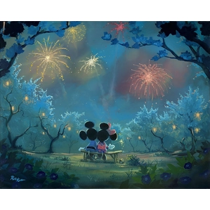 Rob Kaz  Memories of Summer Mickey and Minnie Hand-Embellished Giclee on Canvas