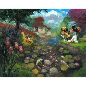 James Coleman Mickey's Koi Pond Hand-Embellished Giclee on Canvas