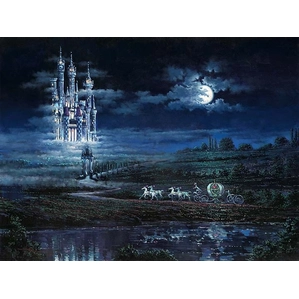 Rodel Gonzalez Moonlit Castle Hand-Embellished Giclee on Canvas